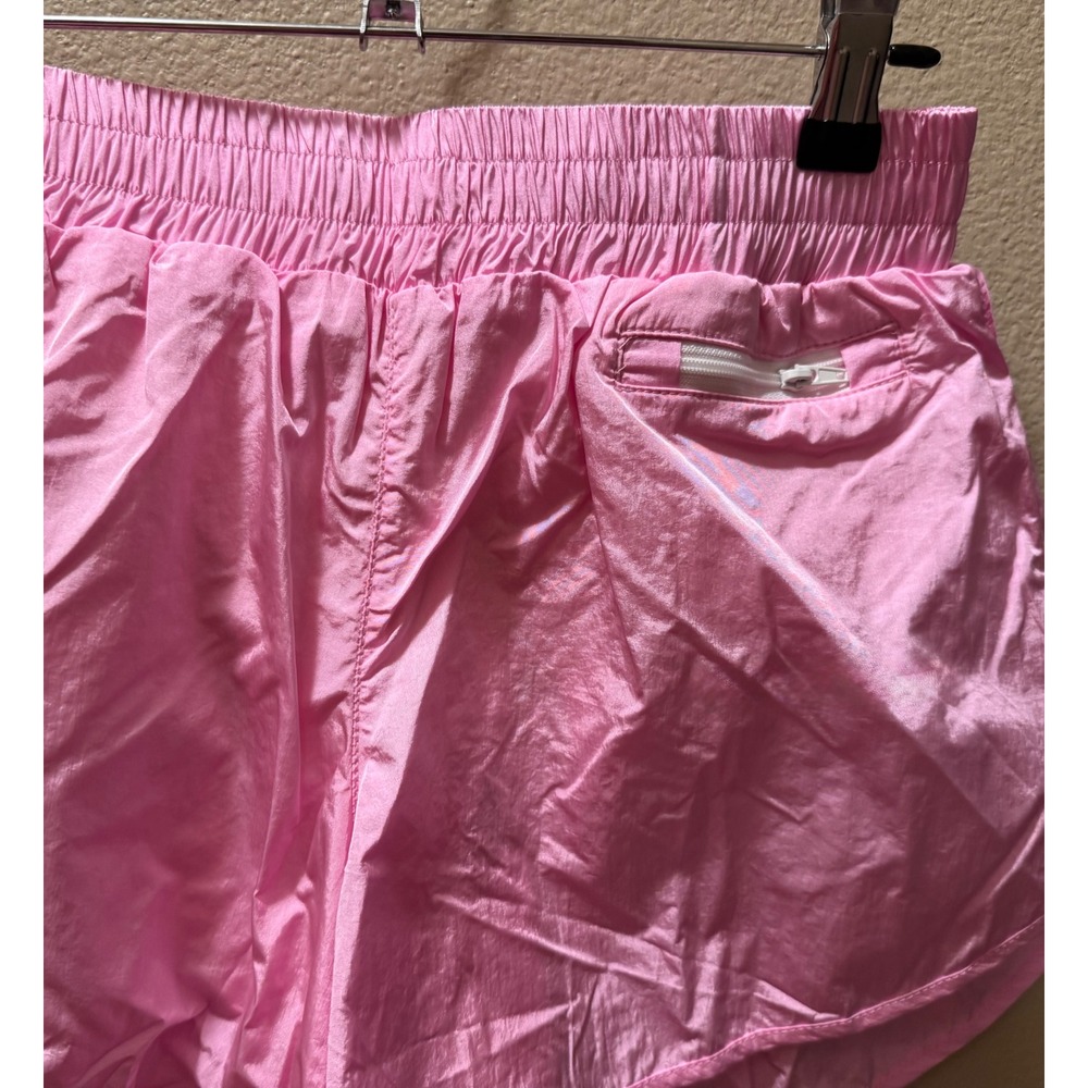 Pink Athletic Running Shorts High Waisted front Zip Pocket Womens Medium - Picture 2 of 4